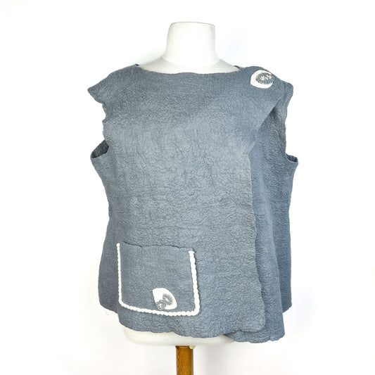 Merino Wool Vest with Cotton Yarn Detail