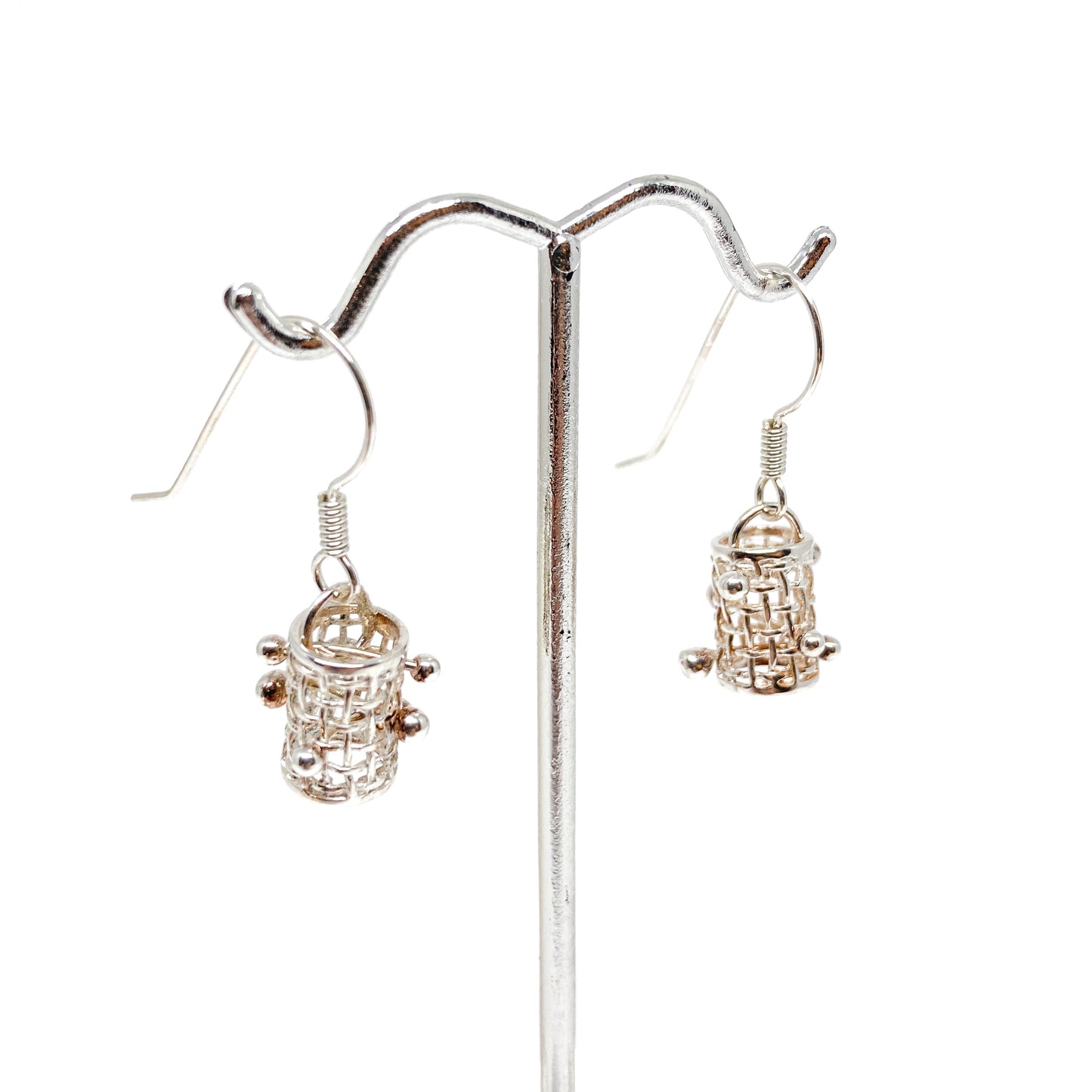 Caged Barbell Dangle Earring