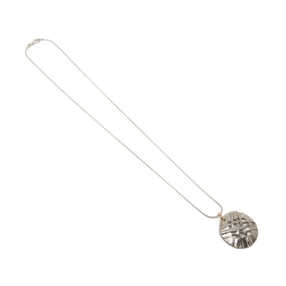 Woven Scribble Circle Disc Necklace