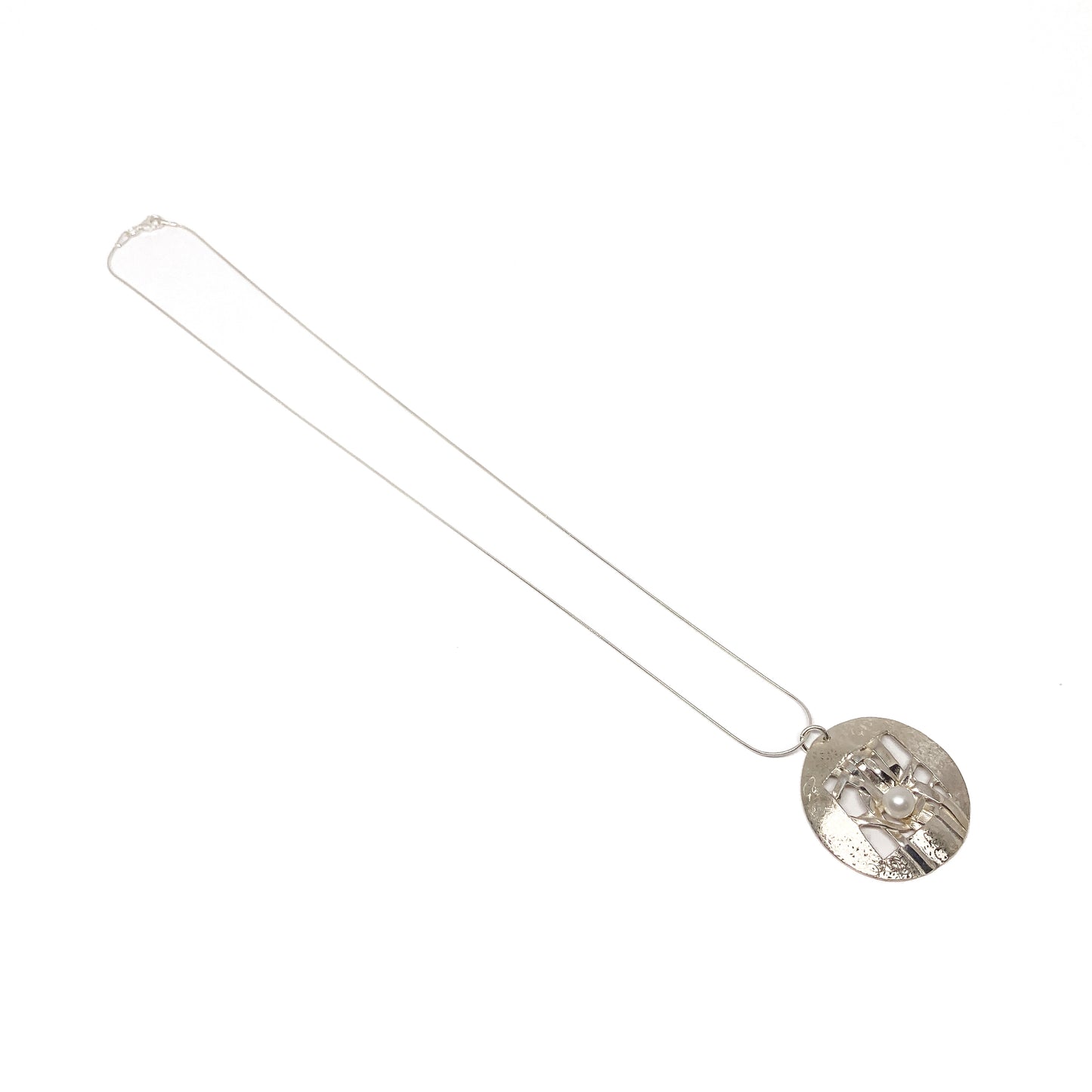 Woven Scribble Circle Disc Necklace