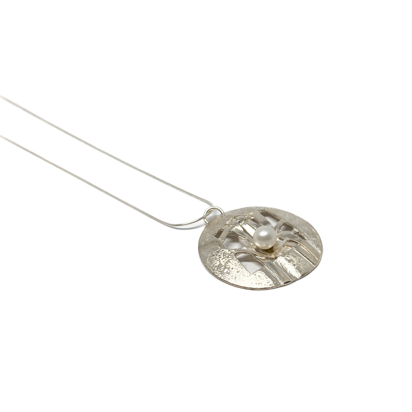 Woven Scribble Circle Disc Necklace