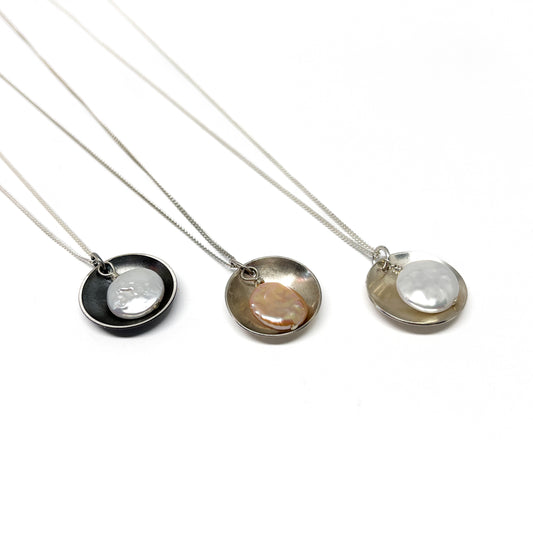 Pearl Disk Pendant Necklace