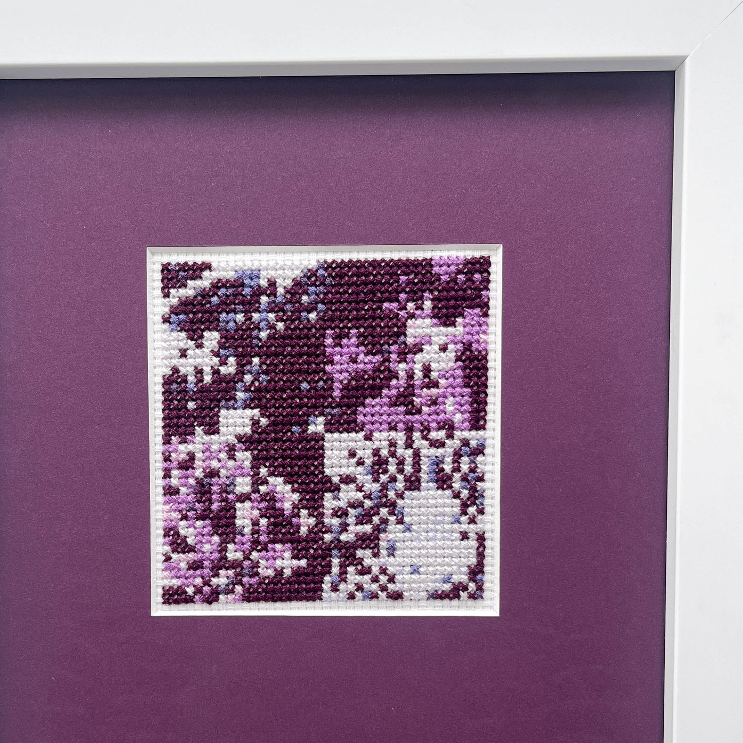 "Purple Monochrome" Framed Cross-Stitch