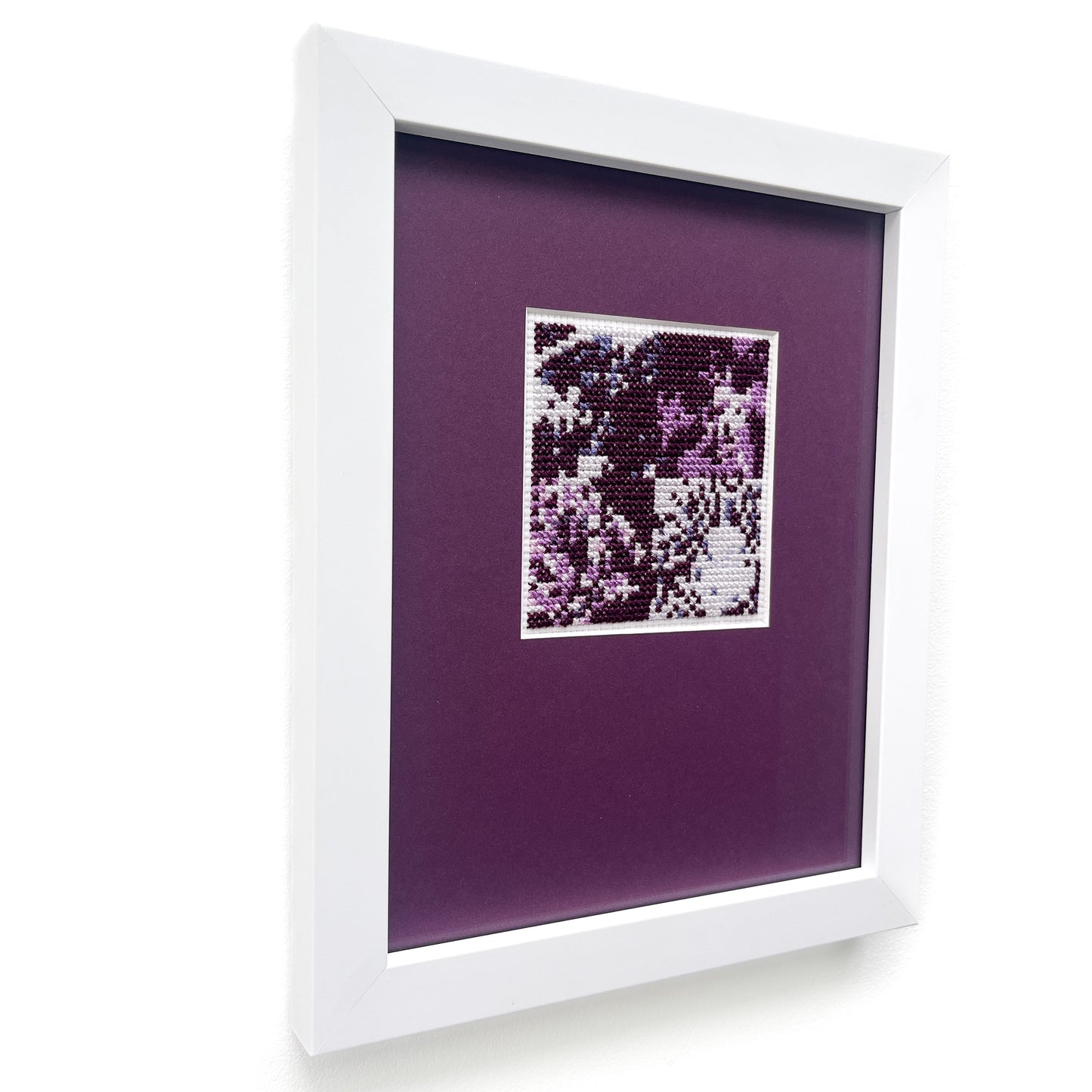 "Purple Monochrome" Framed Cross-Stitch