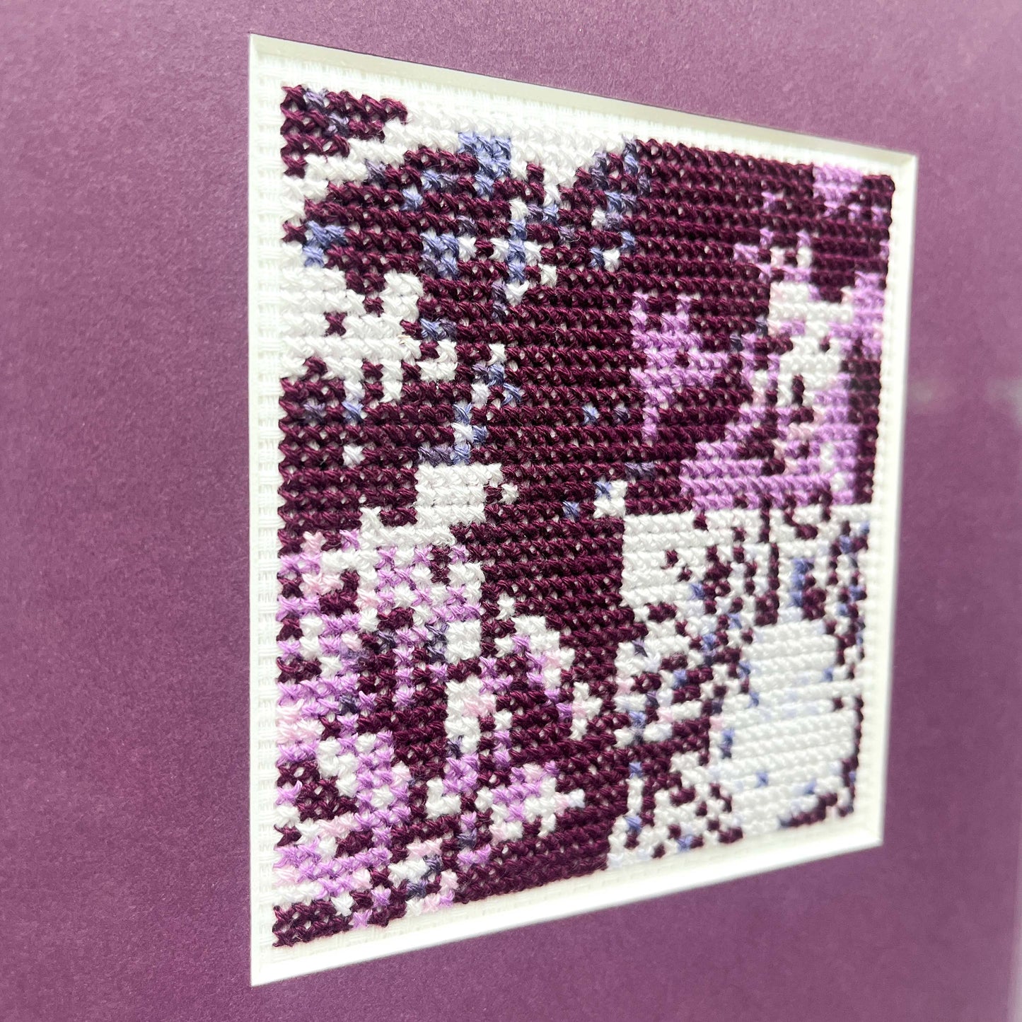 "Purple Monochrome" Framed Cross-Stitch