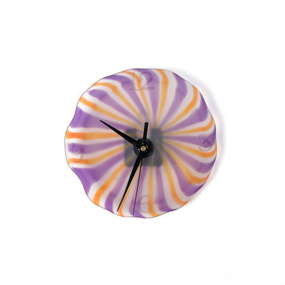 Striped Orange & Purple Glass Clock