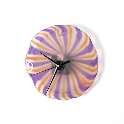 Striped Orange & Purple Glass Clock