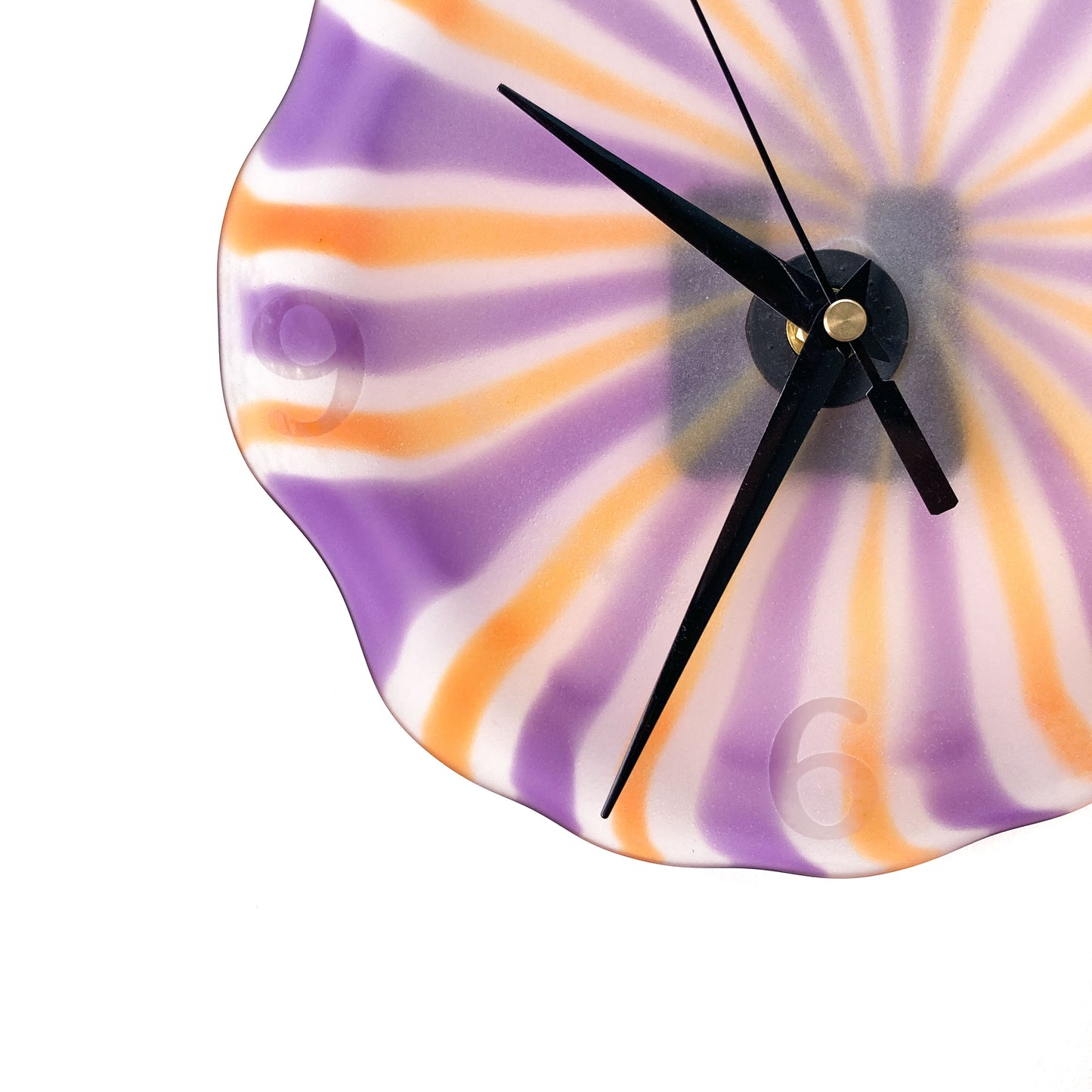 Striped Orange & Purple Glass Clock