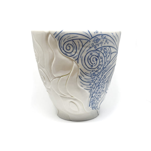 Large Blue & White Swirl Bowl