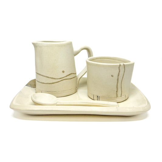 Inlaid Cream and Sugar Set