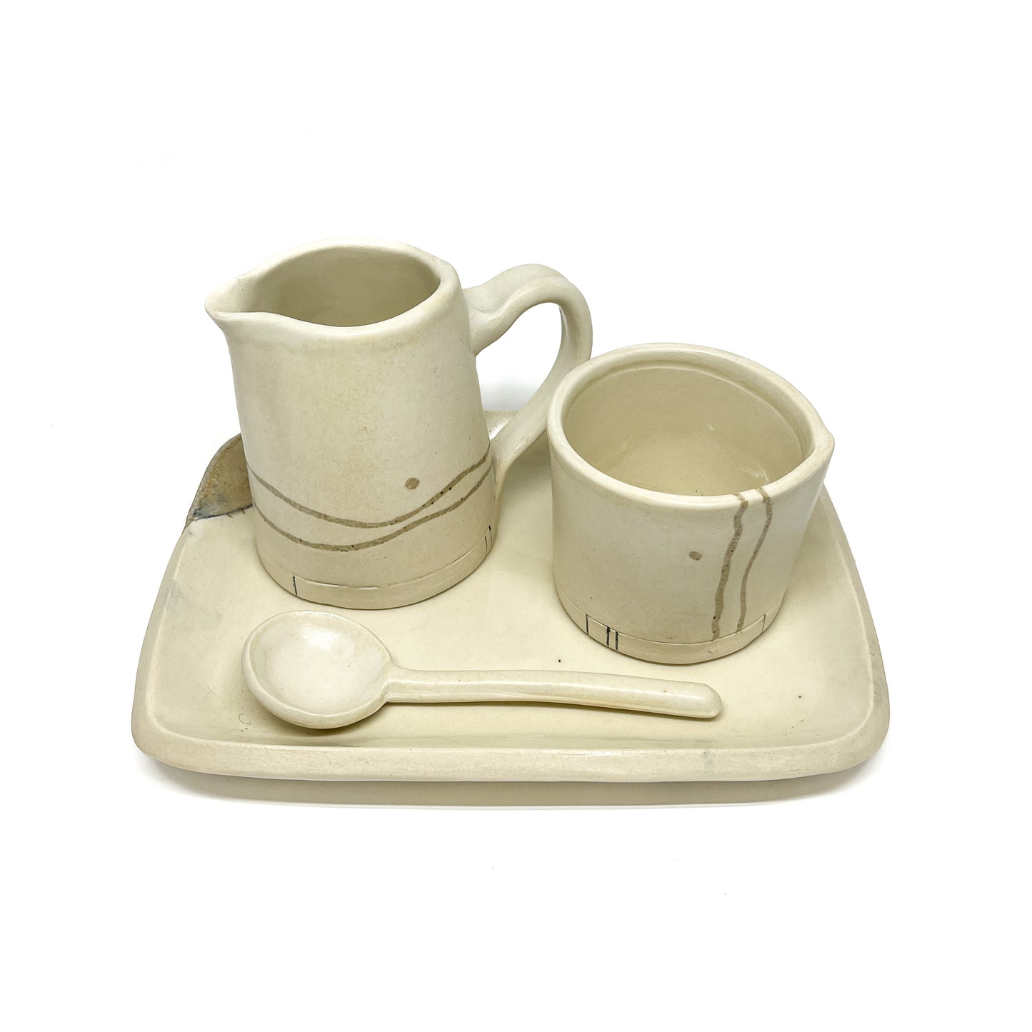 Inlaid Cream and Sugar Set