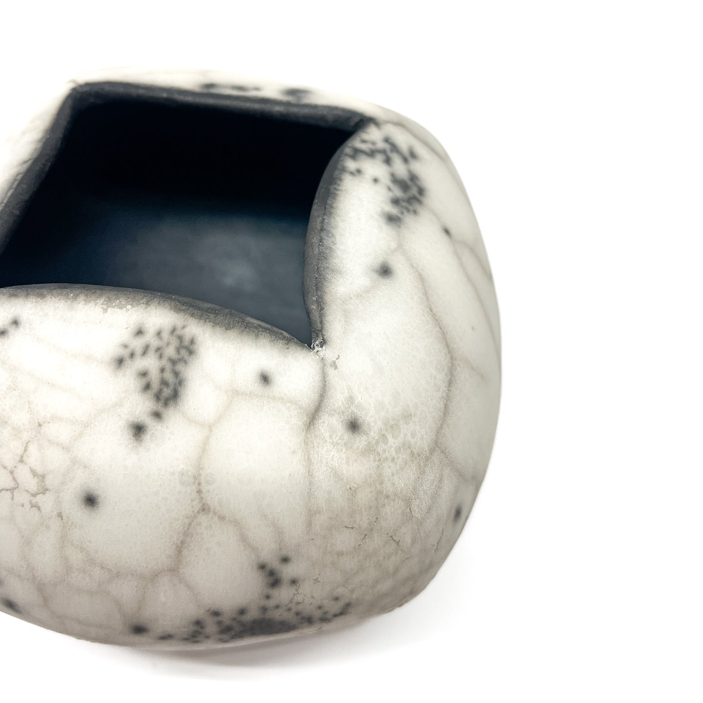 White Naked Raku Square Vase