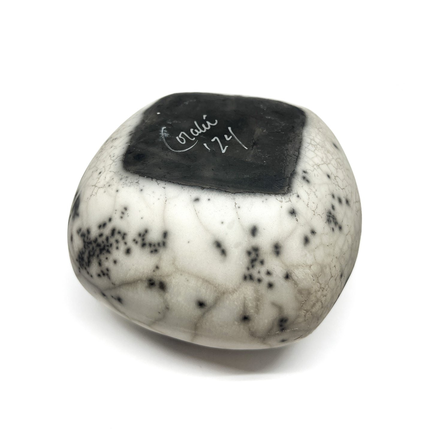 White Naked Raku Square Vase