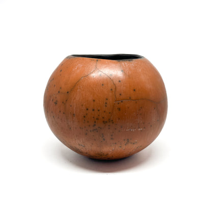 Short Orange Naked Raku Vessel