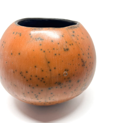 Short Orange Naked Raku Vessel