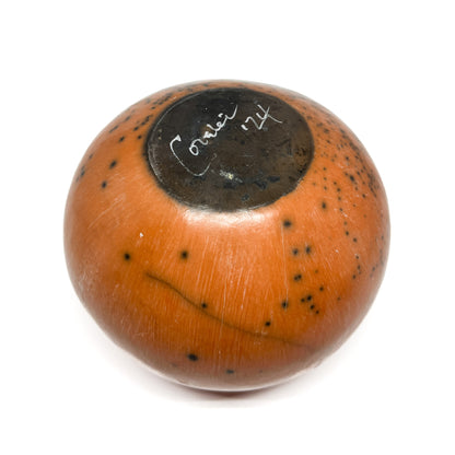 Short Orange Naked Raku Vessel