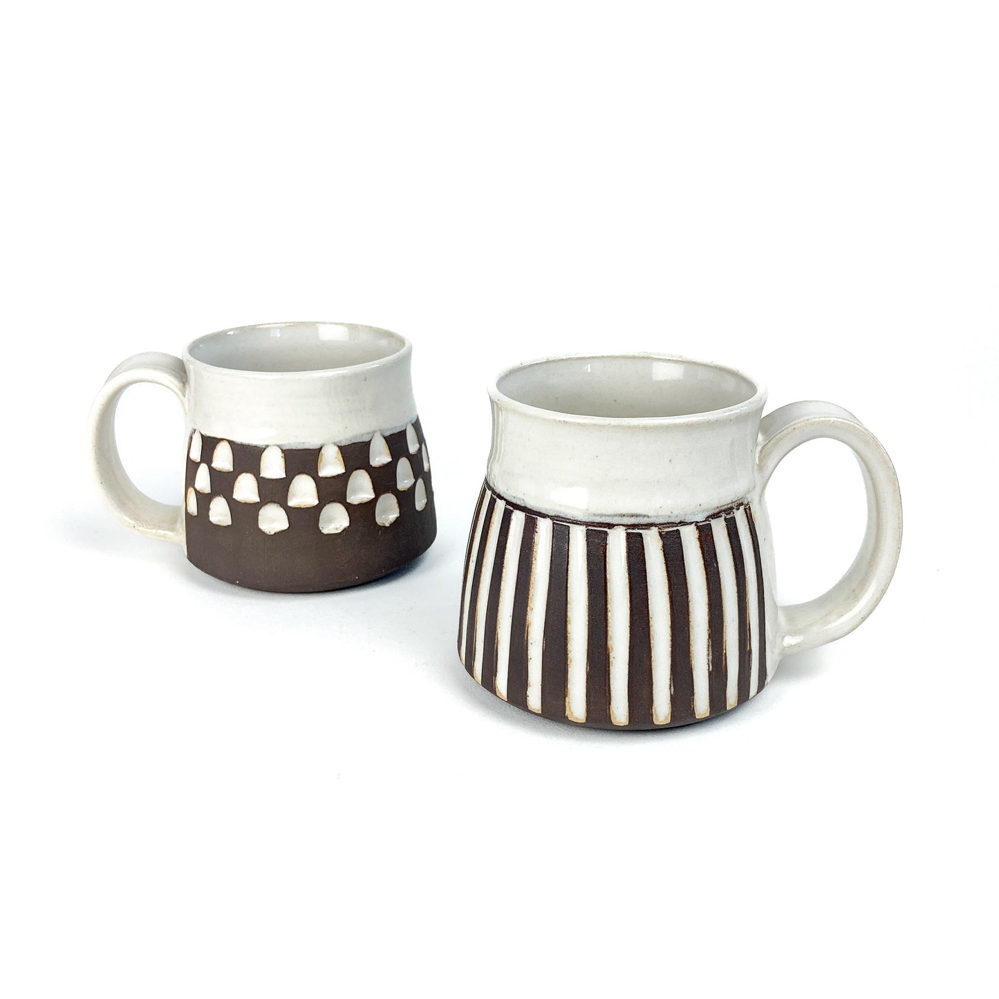 Brown & White Carved Mug