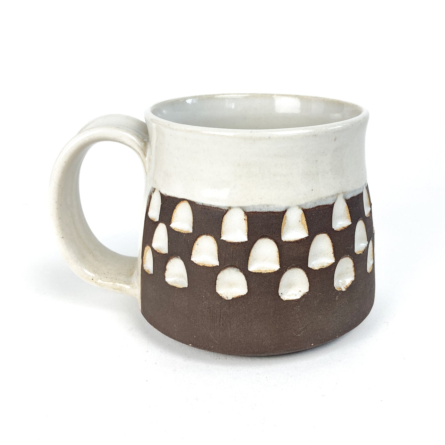 Brown & White Carved Mug