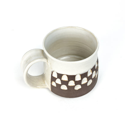 Brown & White Carved Mug