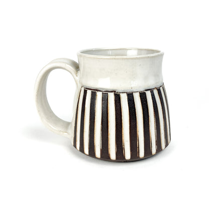 Brown & White Carved Mug