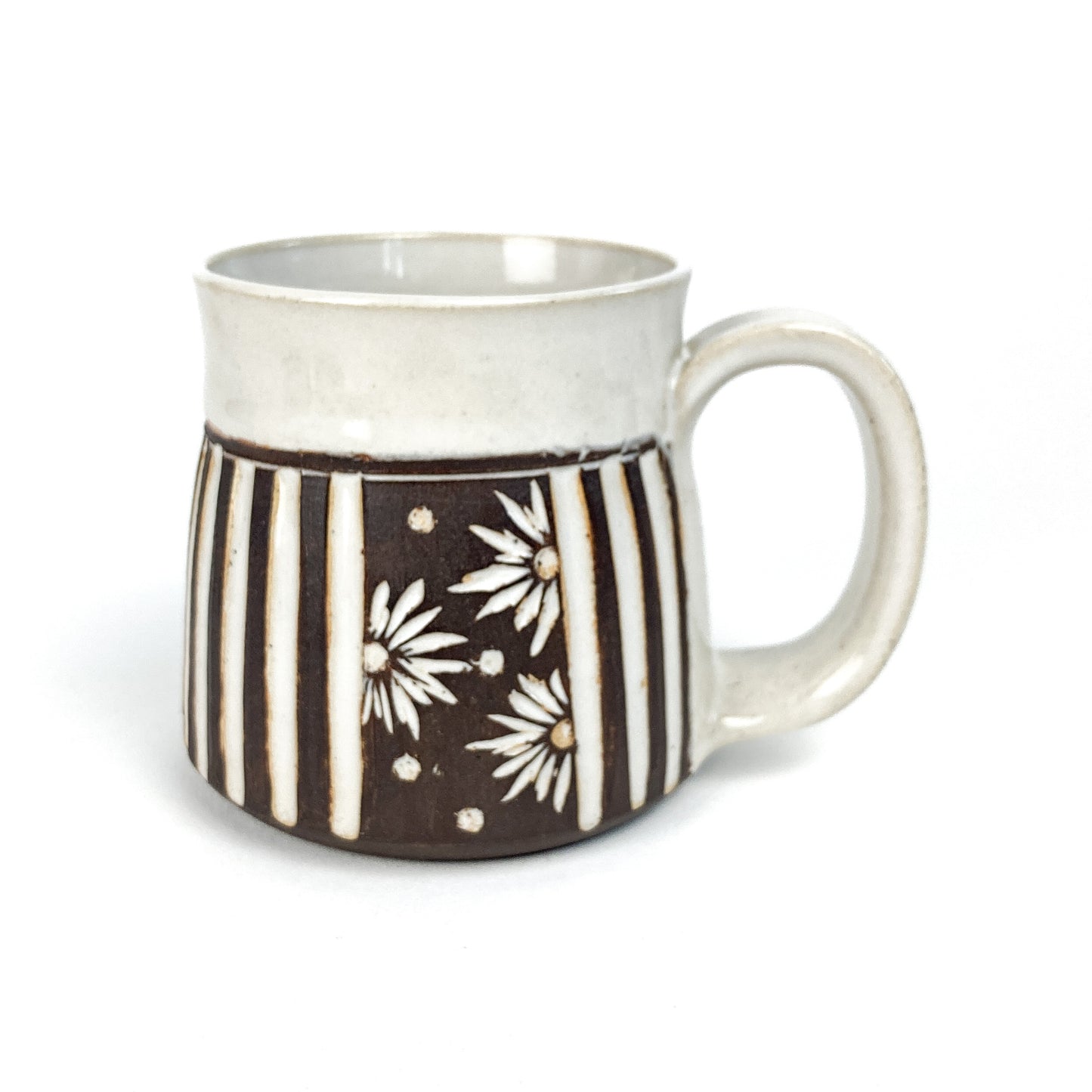 Brown & White Carved Mug
