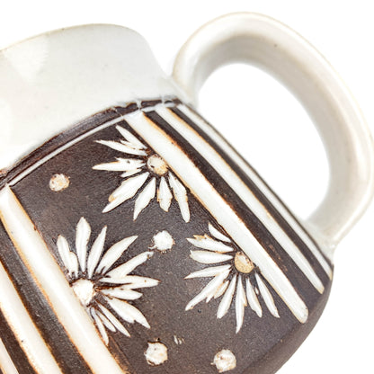 Brown & White Carved Mug