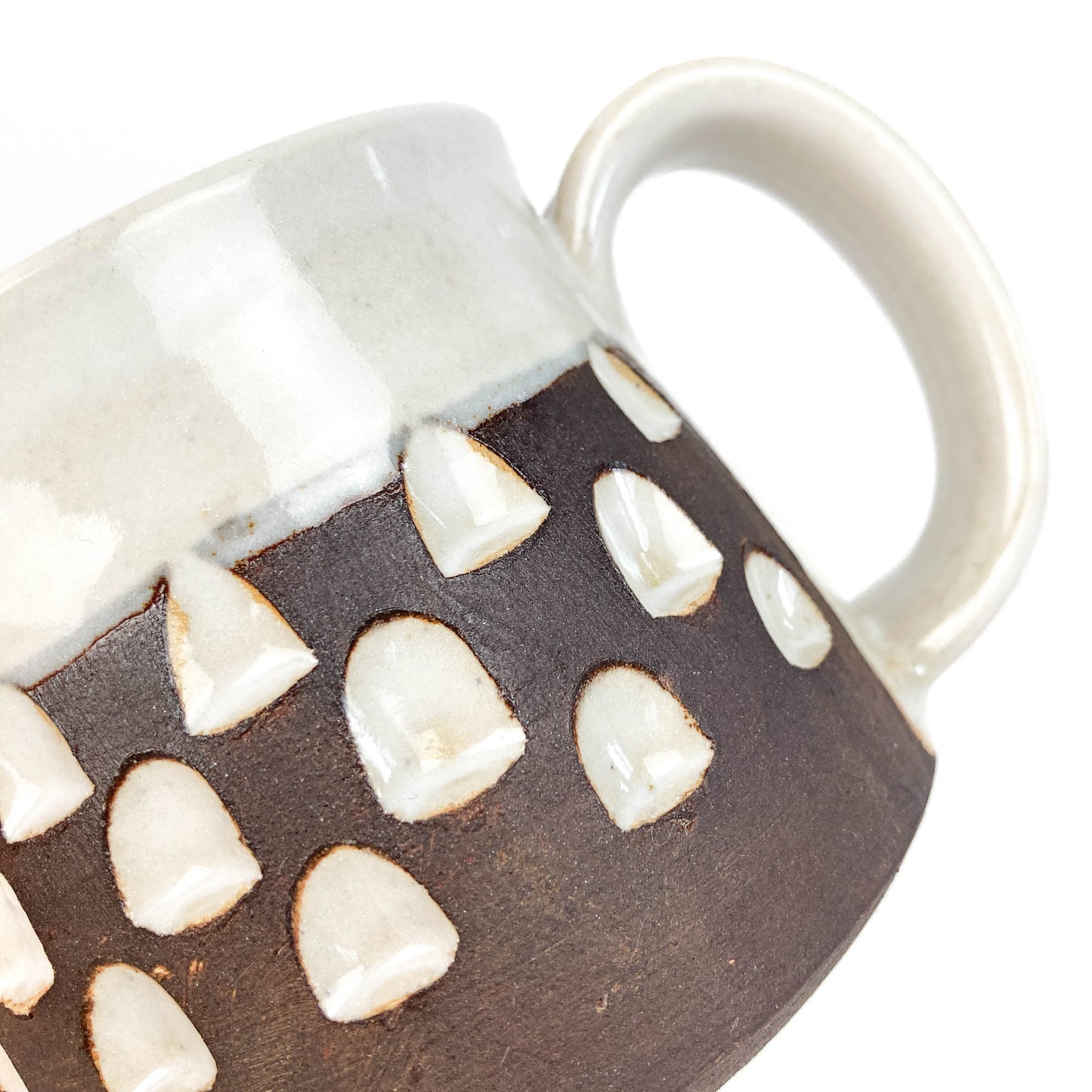 Brown & White Carved Mug