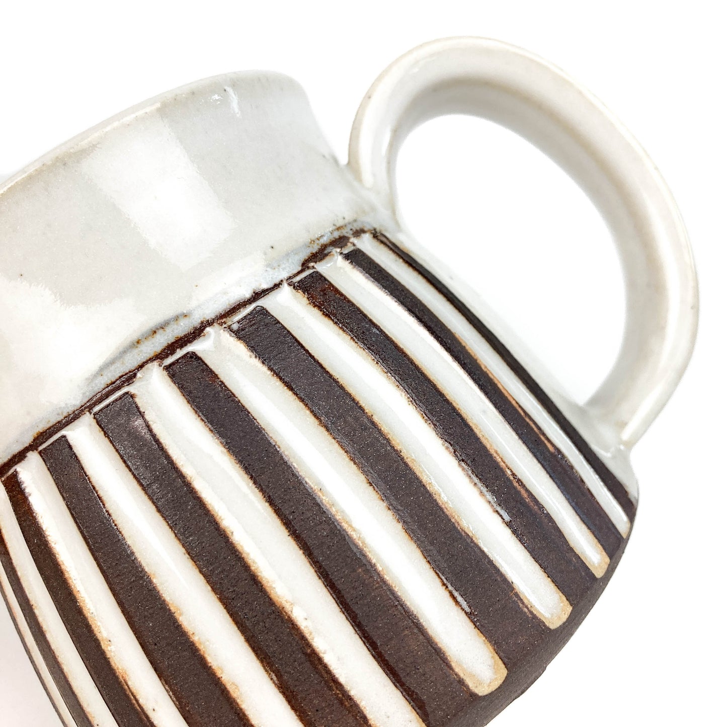 Brown & White Carved Mug
