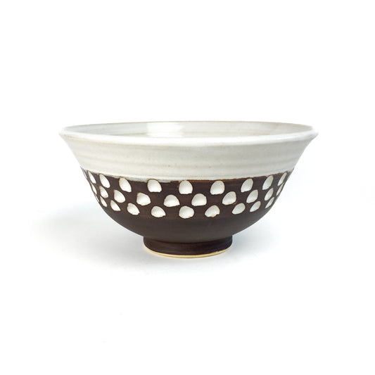 Brown & White Carved Bowl