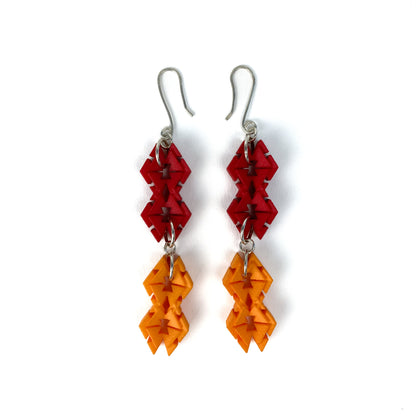 Red and Orange Long Drop Earrings