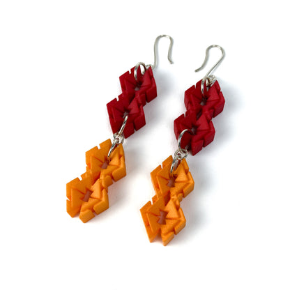 Red and Orange Long Drop Earrings