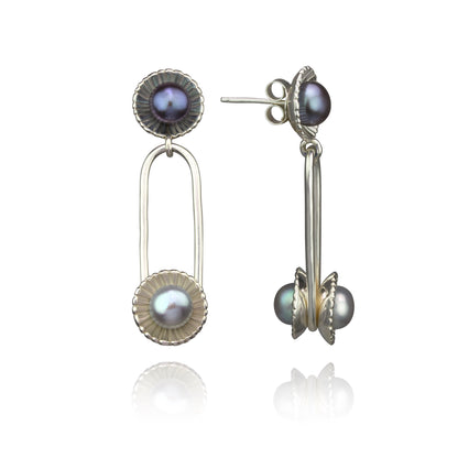 Mismatched Pearl Slider Earrings